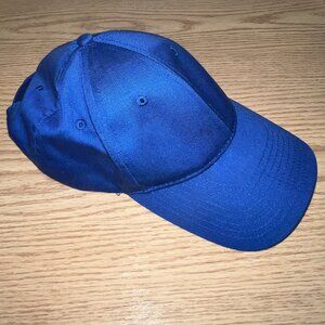 Blue Logoless Baseball Cap Hat with Adjustable Plastic Snapback Strap